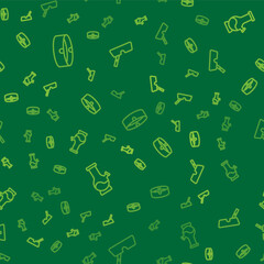 Set line Ashtray, Bong and with cigarette on seamless pattern. Vector