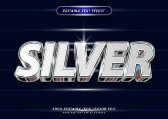 Luxury silver 3d text effect. elegant text style effect editable. mockup font effect.