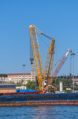 ship loading crane and seaside port