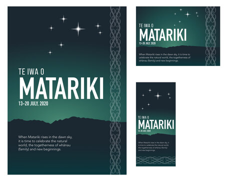 NZ Matariki Maori New Year Celebration Koru kōwhaiwhai Pattern