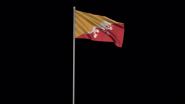 Bhutan flag, 4k video background is transparent