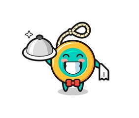 Character mascot of yoyo as a waiters