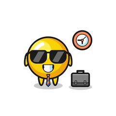 Cartoon mascot of egg yolk as a businessman