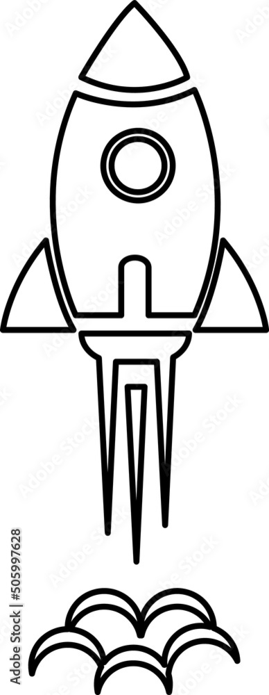 Poster rocket icon vector symbol line art on white background..eps
