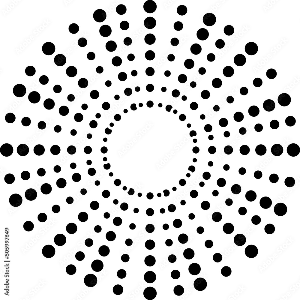 Poster radial abstract halftone background. dots abstract concentric circle. design element for multipurpos