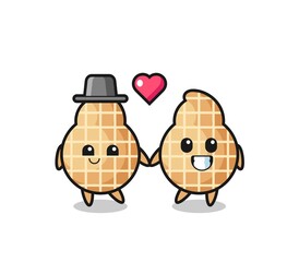 peanut cartoon character couple with fall in love gesture