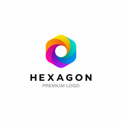 3D modern gradient Hexagon sphere logo design template. Vector illustration