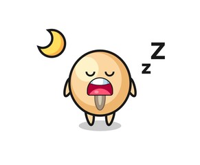 soy bean character illustration sleeping at night