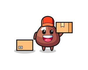 Mascot Illustration of choco chip as a courier