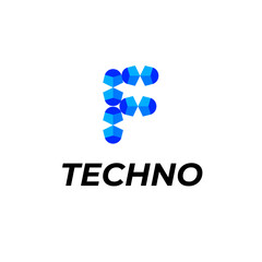 letter f corporate modern tech logo identity