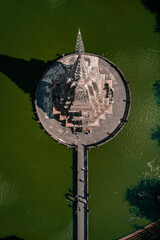 Aerial view of Wat Huai Kaeo or Wat Huay Kaew pagoda temple in Lopburi,Thailand