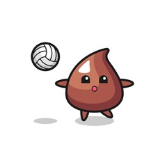 Character cartoon of choco chip is playing volleyball