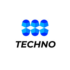 letter m corporate modern tech logo identity