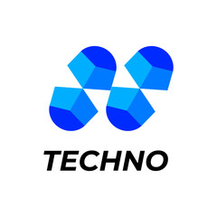 letter n corporate modern tech logo identity