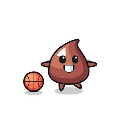Illustration of choco chip cartoon is playing basketball