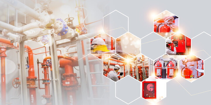 fire extinguishing system,industrial fire control system,fire Alarm controller, fire notifier, anti fire.system ready In the event of a fire , fire extinguishing system service concept .