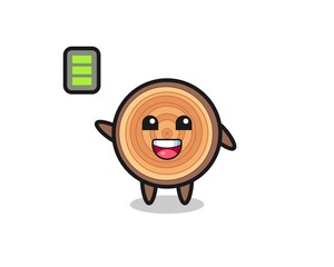 wood grain mascot character with energetic gesture