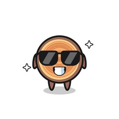 Cartoon mascot of wood grain with cool gesture