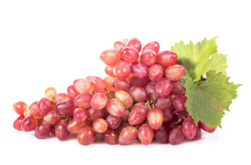 Obraz premium red grape with leaves isolated on white