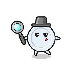 plate cartoon character searching with a magnifying glass