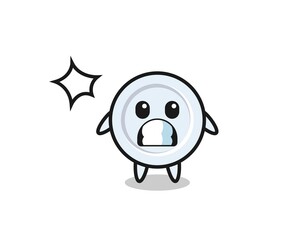 plate character cartoon with shocked gesture