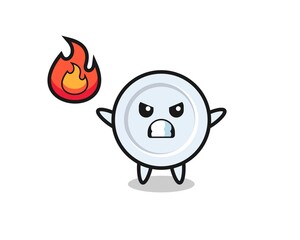 plate character cartoon with angry gesture
