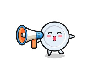 Fototapeta premium plate character illustration holding a megaphone