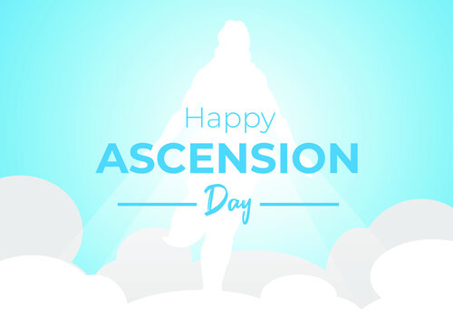 An illustration of the ascension day of Jesus Christ. Vector illustration. Happy Ascension Day vector illustration background. Cross on the blue sky element. Vector Eps 10.