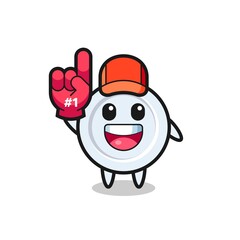 plate illustration cartoon with number 1 fans glove