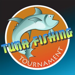 Tuna Fishing Tournament Badge and Sign Vector Illustration