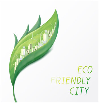 ECO Friendly City with wind and solar power shows the importance of Environmental friendly vector illustration graphic EPS 10