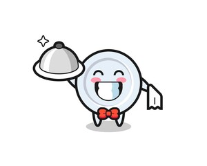 Character mascot of plate as a waiters