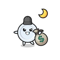Illustration of plate cartoon is stolen the money