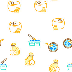 Cheese Dairy Delicious Nutrition Vector Seamless Pattern Color Line Illustration