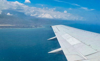 Fototapeta na wymiar View of the island from an airplane
