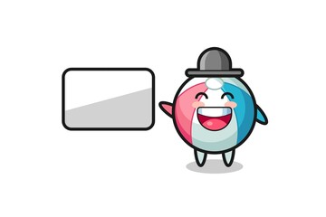 beach ball cartoon illustration doing a presentation