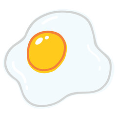 Egg Sunny Side Up Vector Drawing Flat Design Icon Doodle Art