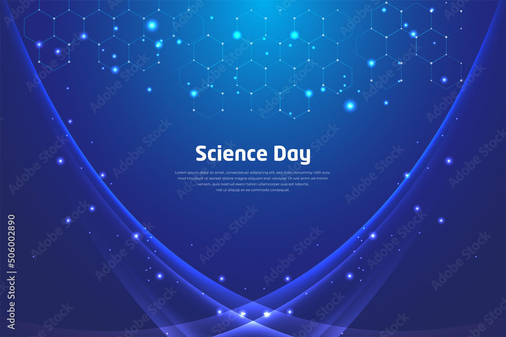 Wall mural shiny science day design background vector. blue gradient science day background.