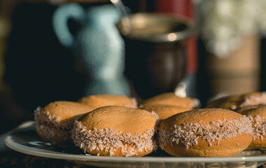 biscuits on a plate with mate as a background.
