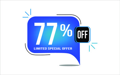 77% off blue balloon. Wholesale buy and sell banner. Limited special offer
