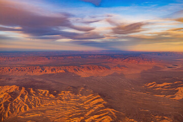 Aerial view of the Meadview city and Canyon landscape