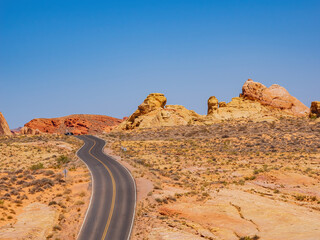 Sunny view of the landscape of Valley of Fire State Park
