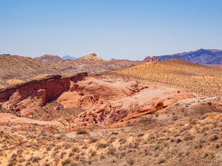 Sunny view of the landscape of Valley of Fire State Park