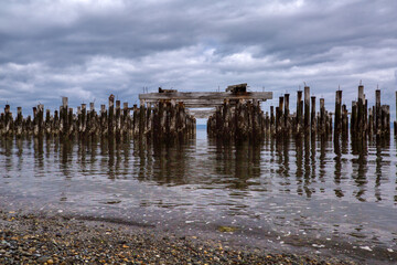 Wooden remains of a pier