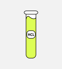 vector illustration test tube  filled with hcl liquid flatdesign good for element design ppt, ui symbol