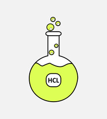 vector illustration florence flask filled with hcl liquid flat design good for element design ppt, ui 