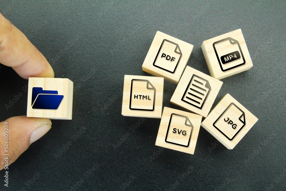 Poster file icons are arranged into folders. concept document management system or dms.