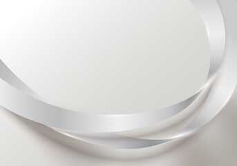 Abstract realistic elegant white ribbon wave lines on clean background luxury style