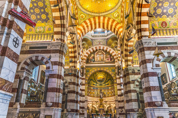 Fototapeta na wymiar Basilica Mosaics Notre Dame de la Garde Church Marseille France
