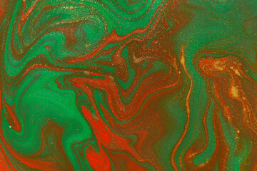 Christmas holiday gold, green and red dark background.